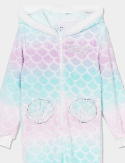 Combinaison pyjama effet polaire violet fille