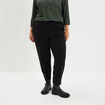 Pantalon slim taille &eacute;lastiqu&eacute;e noir femme grande taille