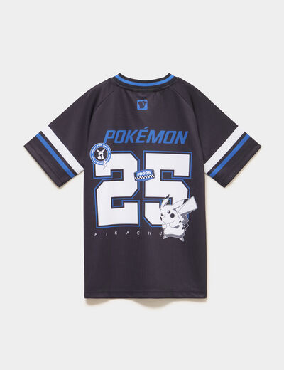 T-shirt col en V manches courtes Pok&eacute;mon noir gar&ccedil;on