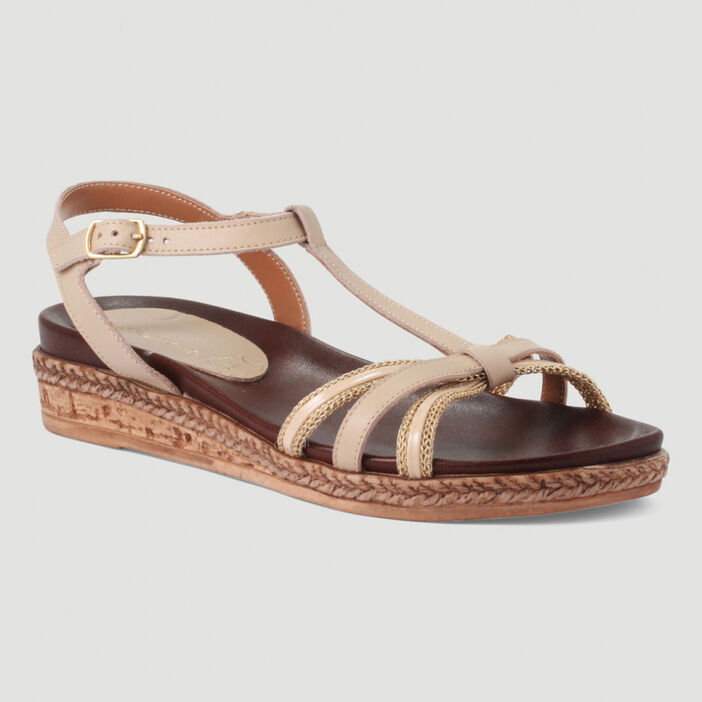 Sandales avec talon compensé femme beige