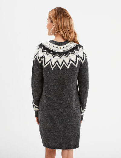 Robe pull courte col rond Liberto gris foncé femme