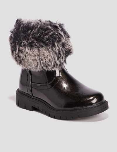 Bottines zippées vernies noir fille