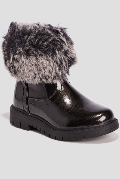 Bottines zippées vernies noir fille