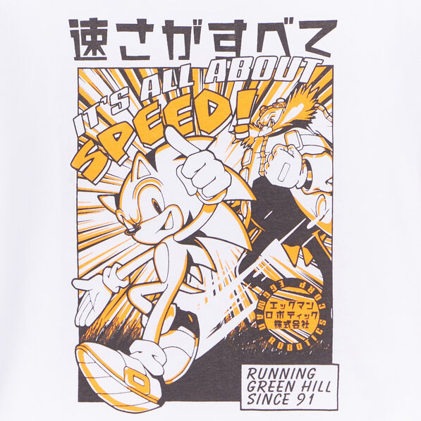 T-shirt manches longues coton Sonic blanc garçon