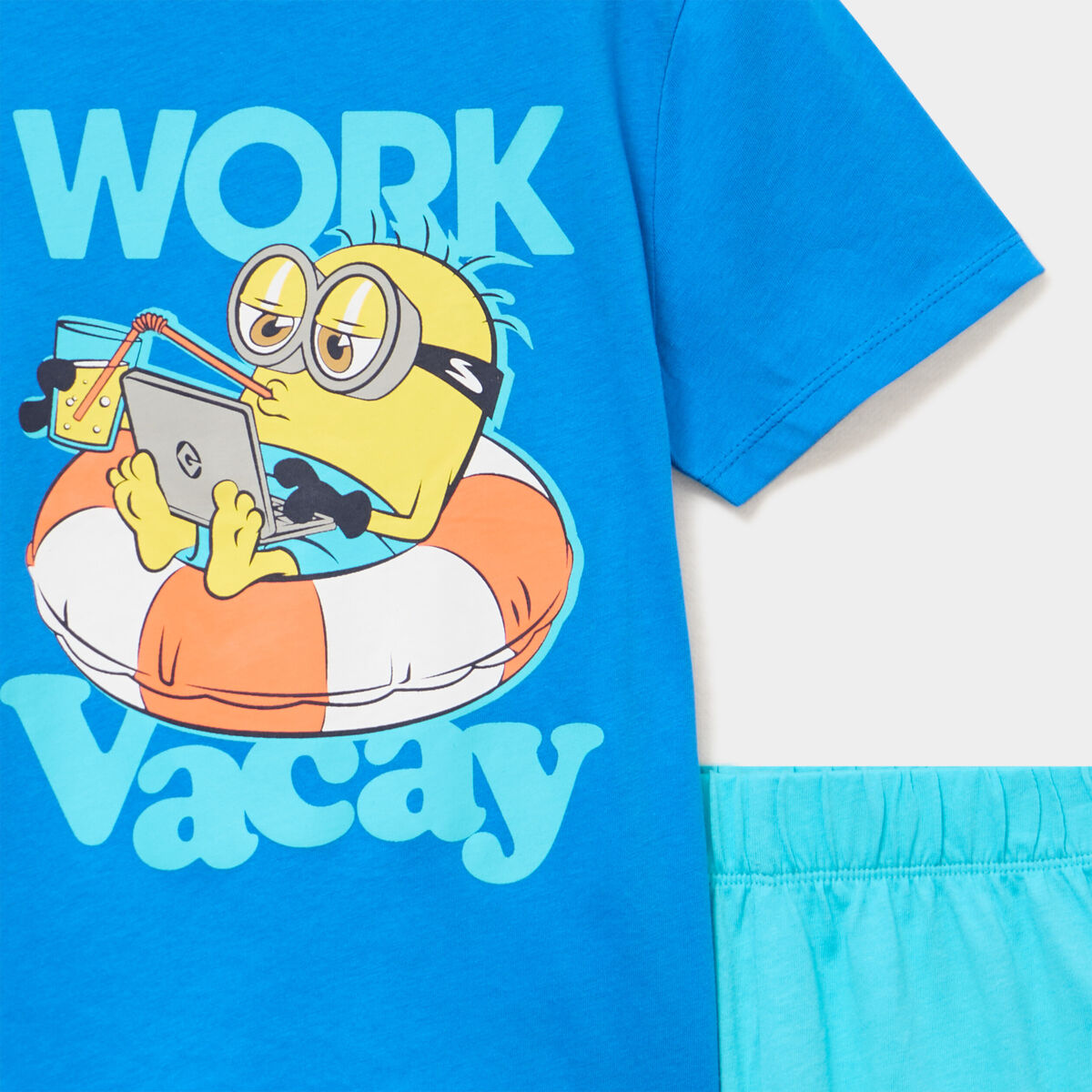 Ensemble pyjama short coton Minion bleu gar&ccedil;on