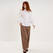 Blouse col montant &agrave; volants coton blanc femme