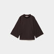 Top oversize col montant manches 3/4 marron fonc&eacute; femme