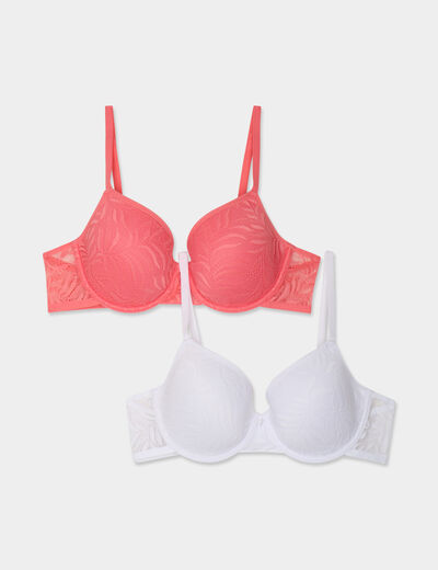 Lot 2 soutiens-gorge corbeille dentelle vieux rose femme