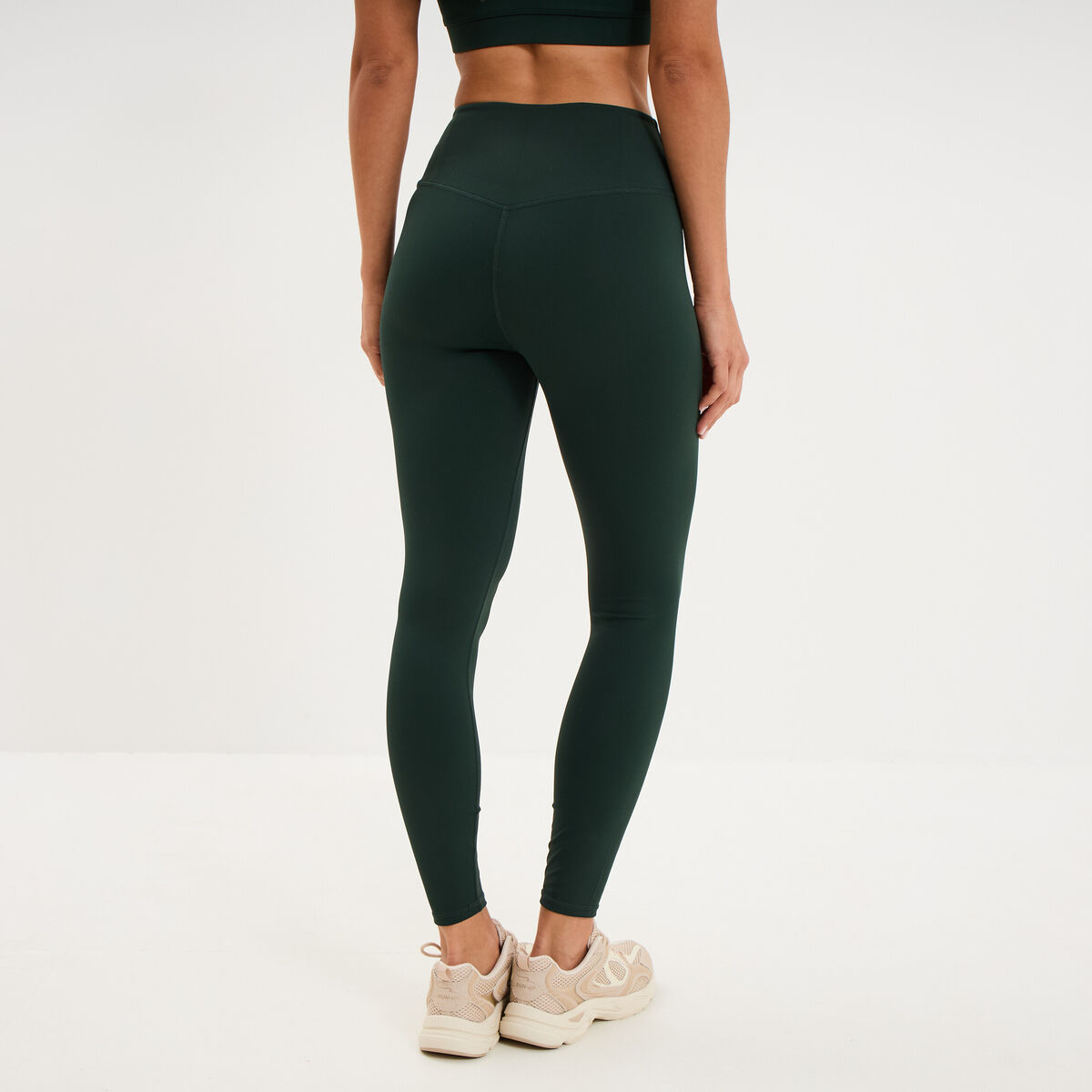 Legging de sport gainant taille haute vert fonc&eacute; femme