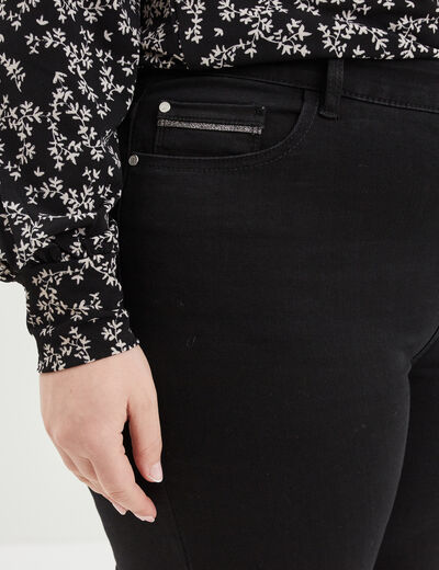 Jeans slim taille haute 5 poches denim noir femme grande taille