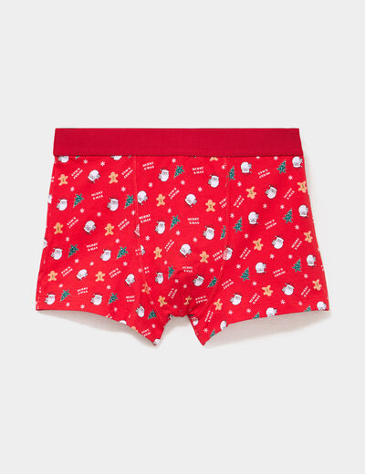 Boxer No&euml;l rouge homme