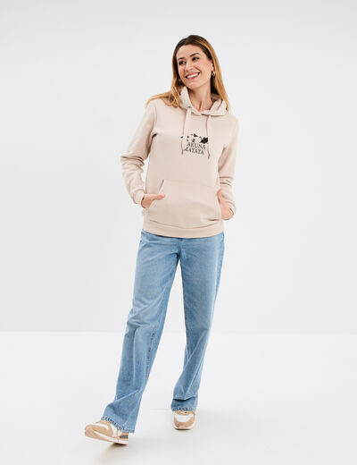 Sweat hoodie 1 poche Le Roi lion sable femme
