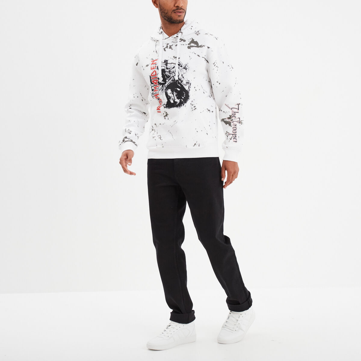 Sweat à capuche hoodie Iron Maiden blanc homme