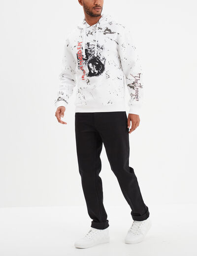 Sweat à capuche hoodie Iron Maiden blanc homme