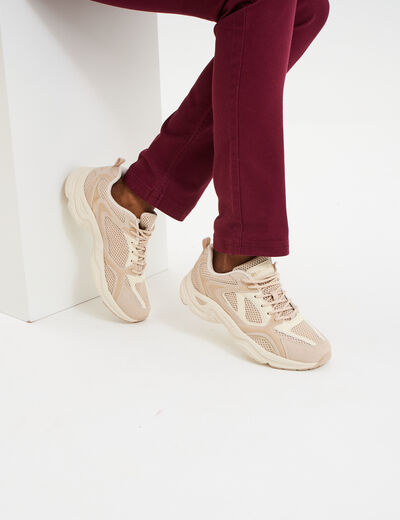 Baskets running &agrave; lacets sable femme