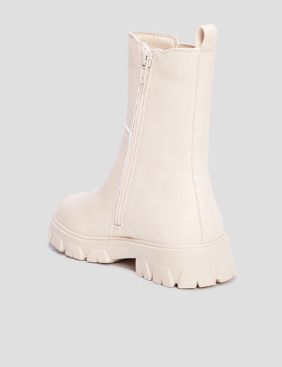Bottines zippées semelle crantée rose clair fille