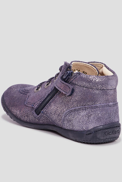Bottines irisées cuir Kickers Gulyflow bleu marine fille