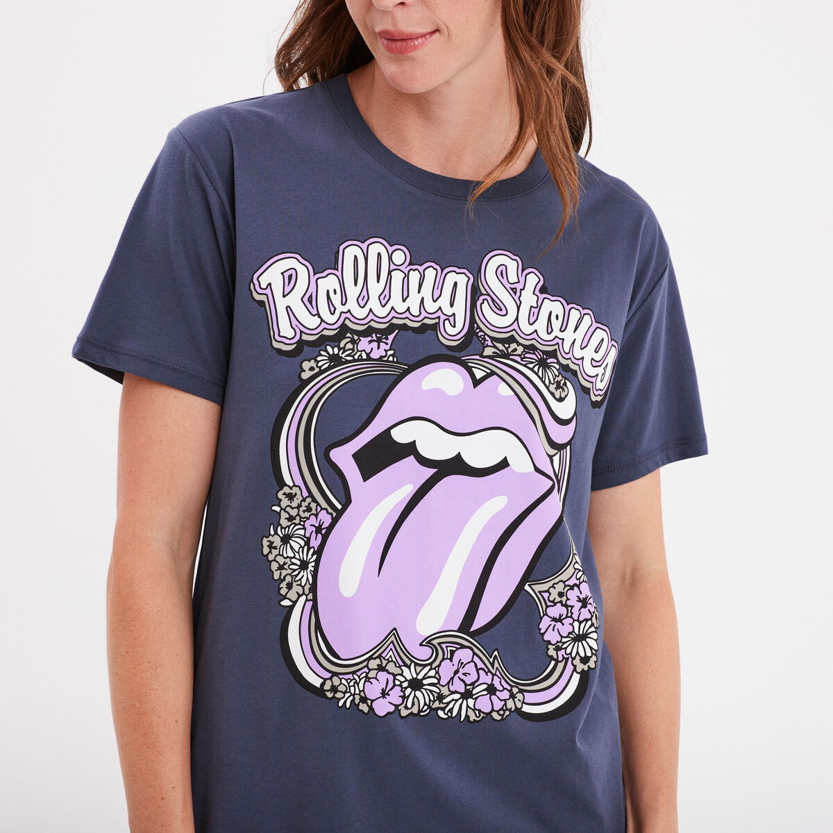 T-shirt manches courtes Rolling Stones gris foncé femme