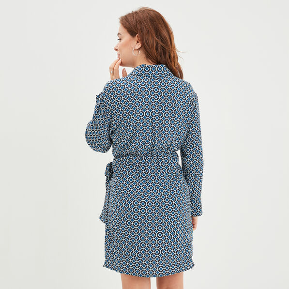 robe col cache coeur avec noeud bleu fonce femme Robe col cache-coeur avec noeud bleu foncé femme