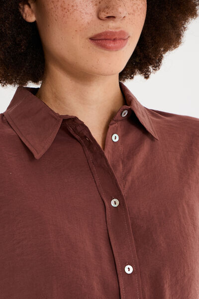 Chemise fluide manches longues oversize bordeaux femme
