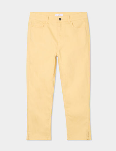 Pantacourt slim 5 poches jaune clair femme
