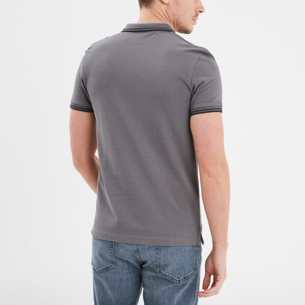 polo manches courtes bords contrastes gris fonce homme Polo manches courtes bords contrastés gris foncé homme