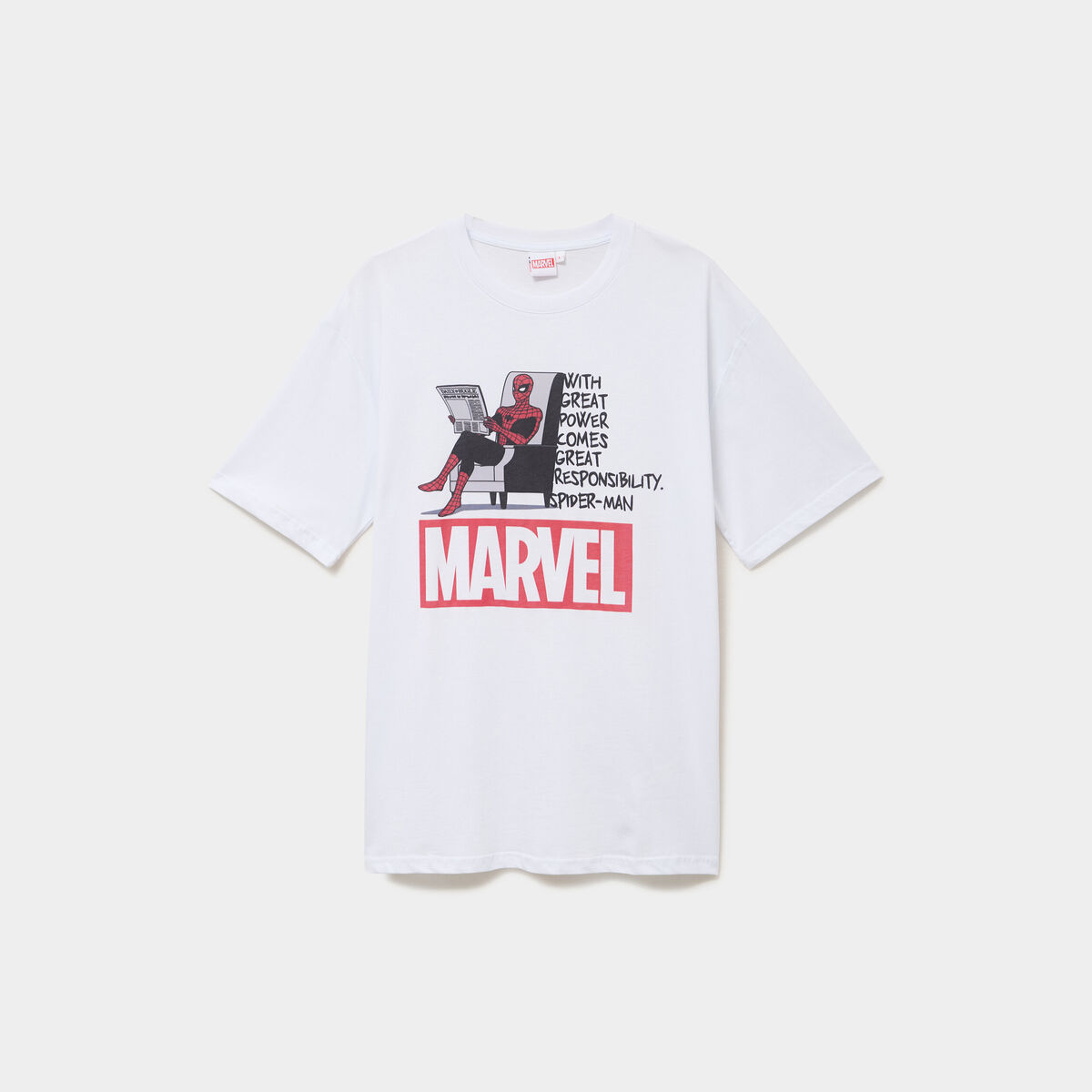 T-shirt manches courtes coton Spider-Man blanc homme