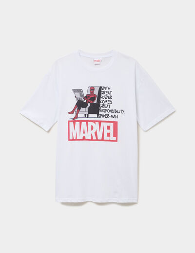 T-shirt manches courtes coton Spider-Man blanc homme
