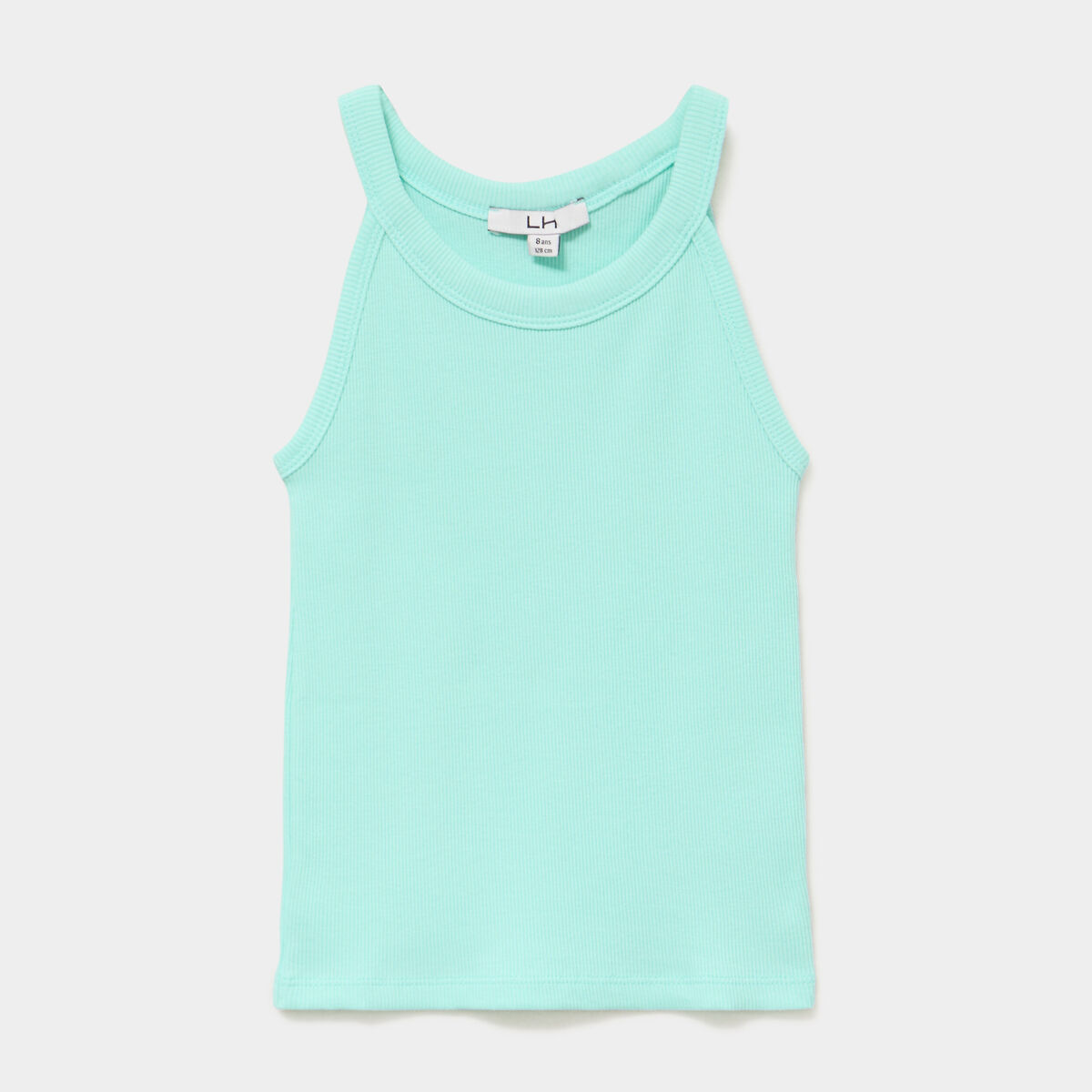 D&eacute;bardeur c&ocirc;tel&eacute; col rond coton vert clair fille
