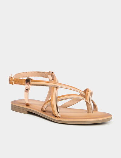 Sandales plates multibrides multicolore femme