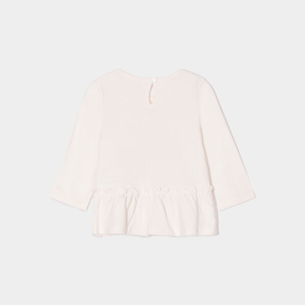 T-shirt à volants coton Creeks creme bébé fille