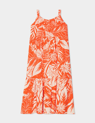 Robe longue à bretelles orange fille