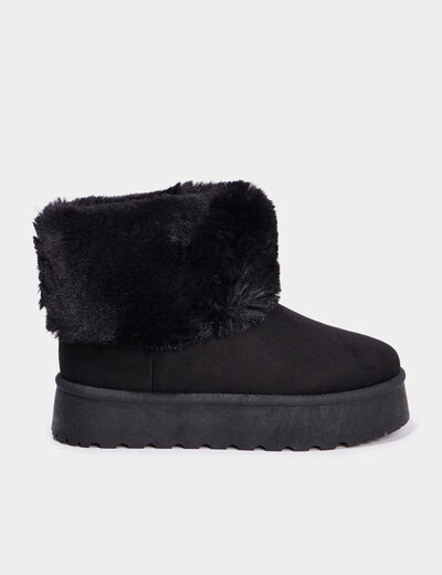 Boots avec fausse fourrure noir femme