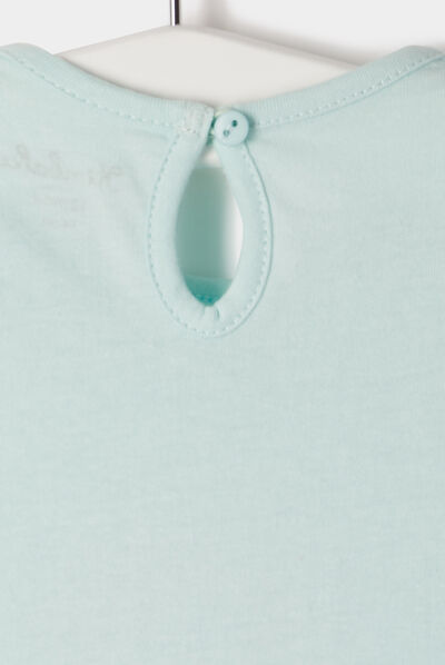 T-shirt à manches courtes Kimbaloo bleu turquoise bébé fille