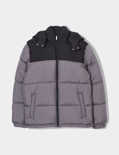 Doudoune déperlante à capuche amovible gris homme