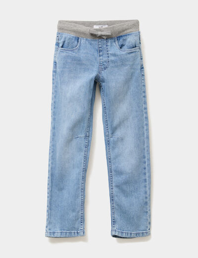 Jeans regular taille élastiquée denim double stone garçon