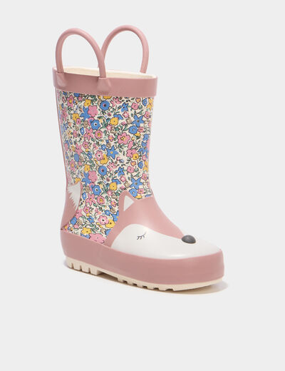 Bottes de pluie semelles crant&eacute;es rose b&eacute;b&eacute; fille