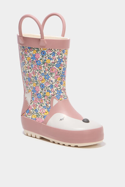 Bottes de pluie semelles crant&eacute;es rose b&eacute;b&eacute; fille