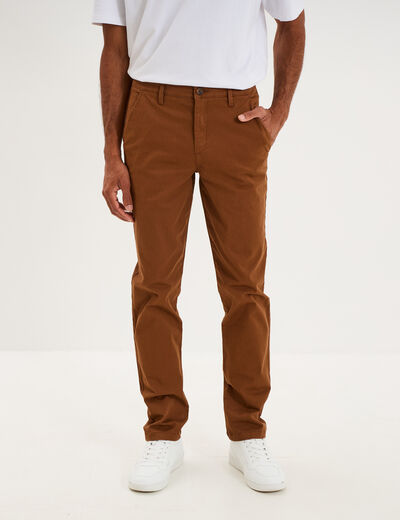 Pantalon chino droit stretch camel homme
