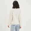 Pull côtelé à sequins et col montant blanc femme