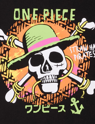 T-shirt manches courtes coton One Piece noir garçon