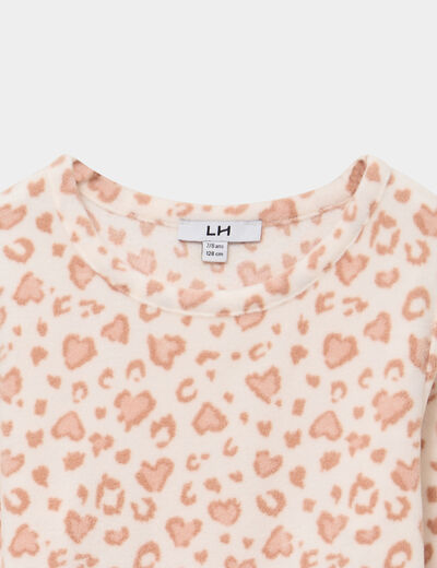 Ensemble pyjama 2 pi&egrave;ces micro polaire creme fille