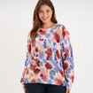 Pull col rond oversize manches longues ecru femme grande taille