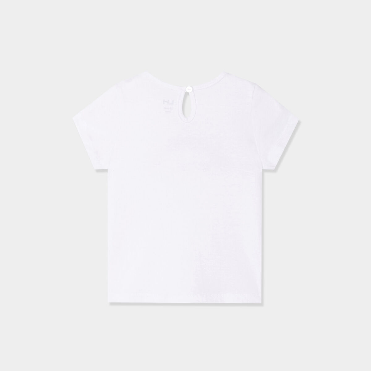T-shirt col rond manches courtes coton blanc bébé fille
