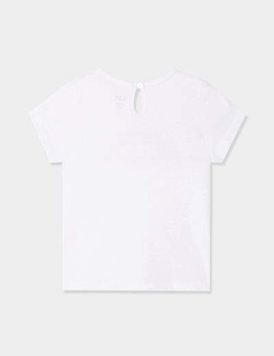 T-shirt col rond manches courtes coton blanc bébé fille