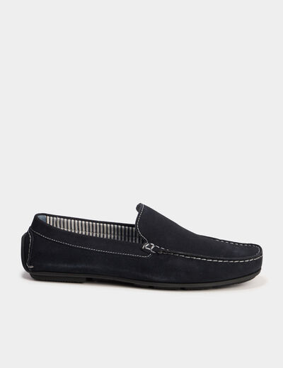 Mocassins en cuir bleu marine homme