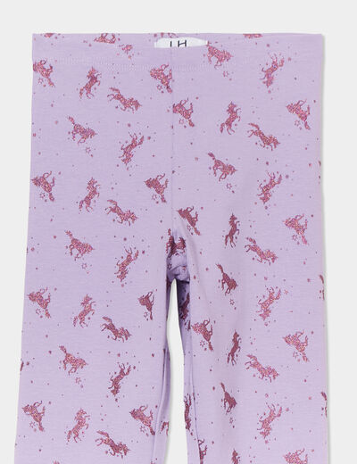 Legging long élastiqué coton mauve fille