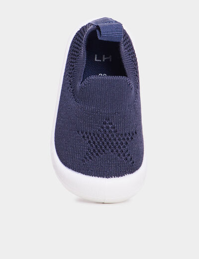 Chaussons aspect tricot bleu marine bébé garçon