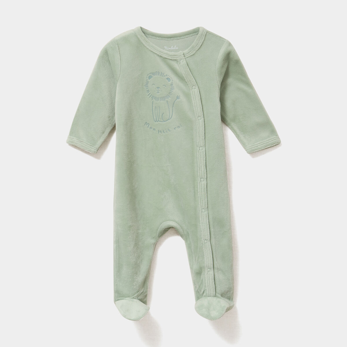 Dors-bien effet velours manches longues vert pastel b&eacute;b&eacute;