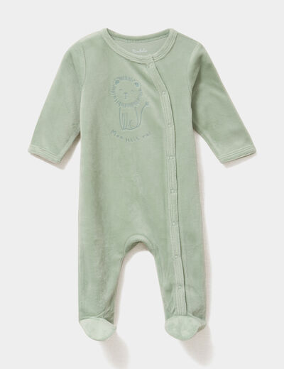 Dors-bien effet velours manches longues vert pastel b&eacute;b&eacute;